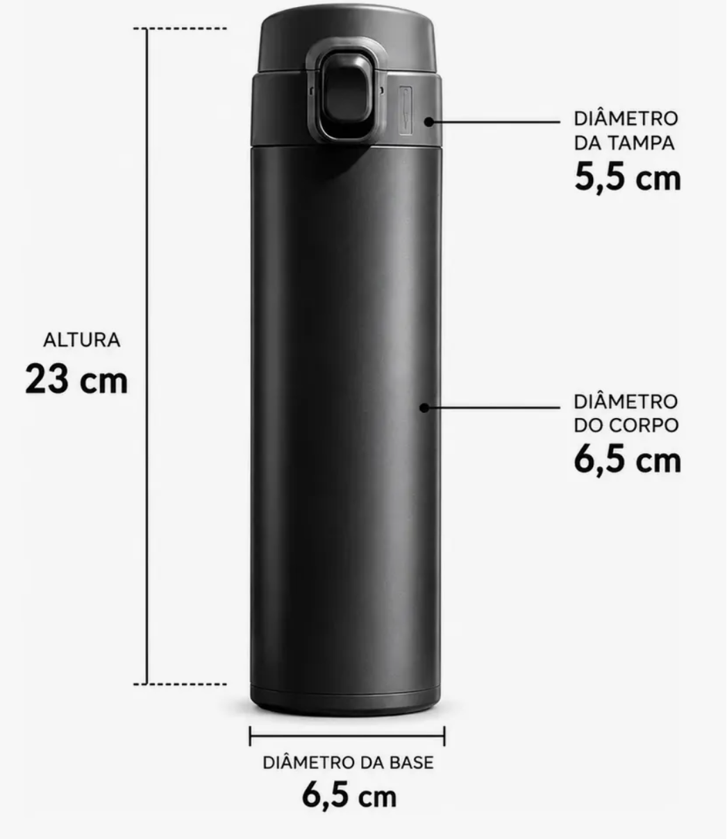 Garrafa térmica - dupla parede inox 500ml trava segurança